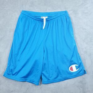 Vintage Y2K Champion Basketball Shorts Mens Medium Blue Dazzle Mesh Shiny Retro
